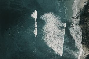 Aerial view of La Bahia surf break in Punta Mita