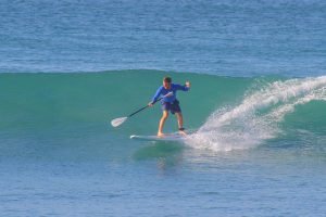 Catching a wave on a SUP