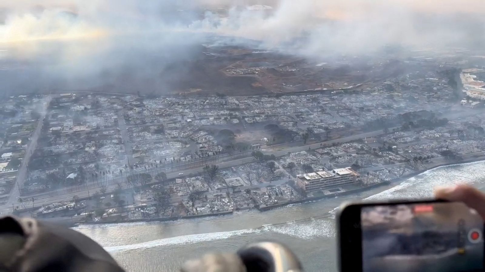 Aerial view of fire damage on Maui island - Fire Maui