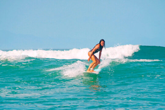 Surf lessons in San Pancho Mexico at El Atracadero beach.