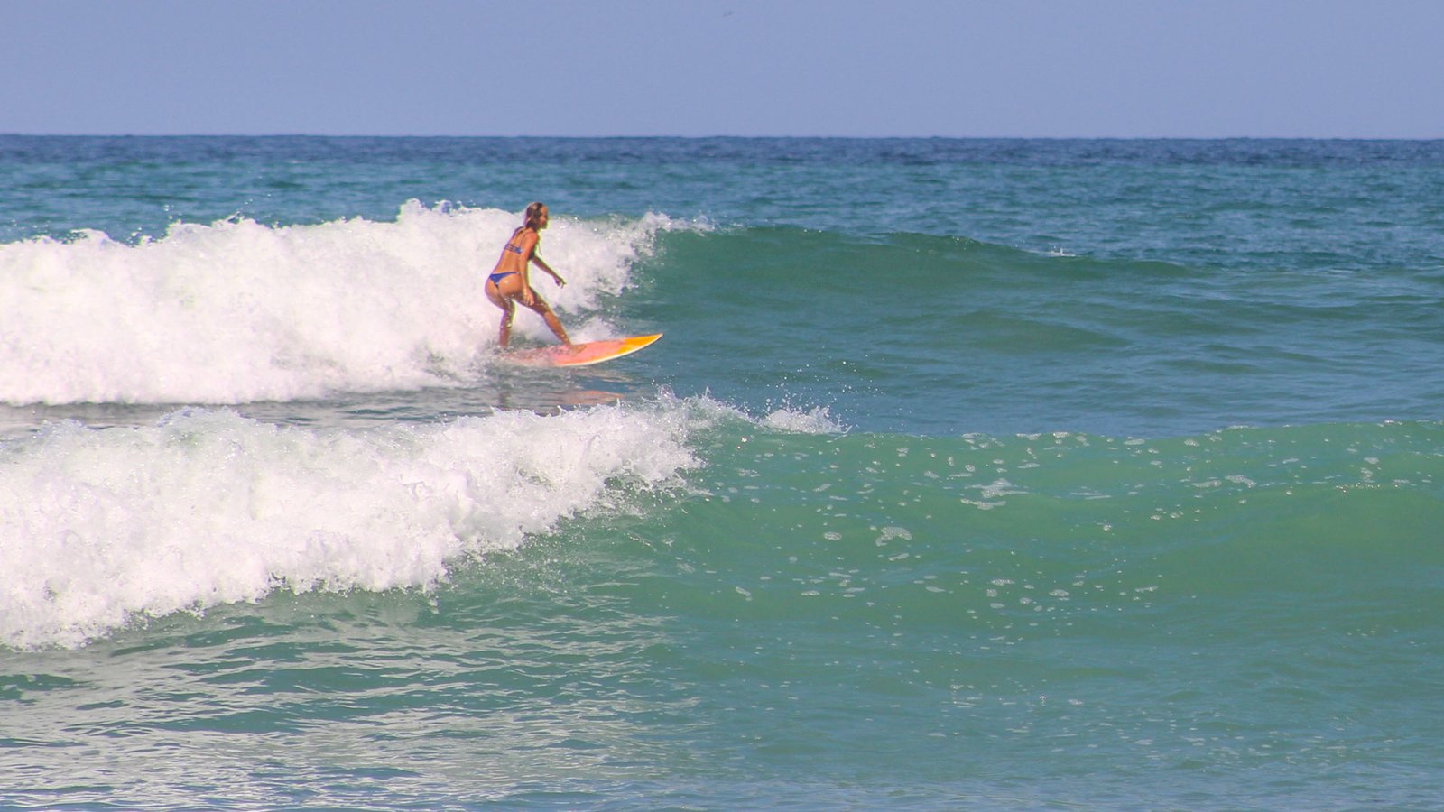 Powerful ocean swell breaking over the outside reef peak at La Lancha